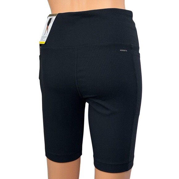 Mondetta Womens Small Black Biker Short High Rise Ribbed Moisture Wicking Active - Picture 5 of 14